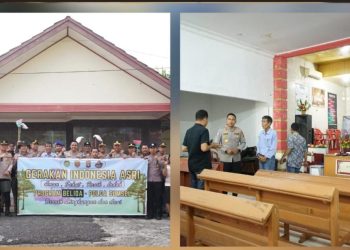 Polres OKI Bersihkan Gereja GPJKO di Kayuagung, Perkuat Toleransi Lewat Program Belida