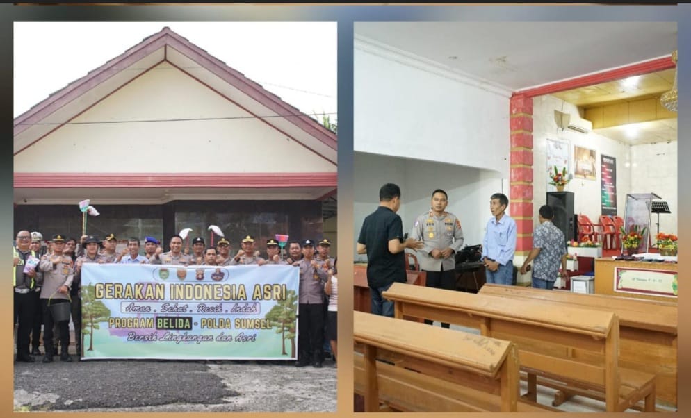 Polres OKI Bersihkan Gereja GPJKO di Kayuagung, Perkuat Toleransi Lewat Program Belida