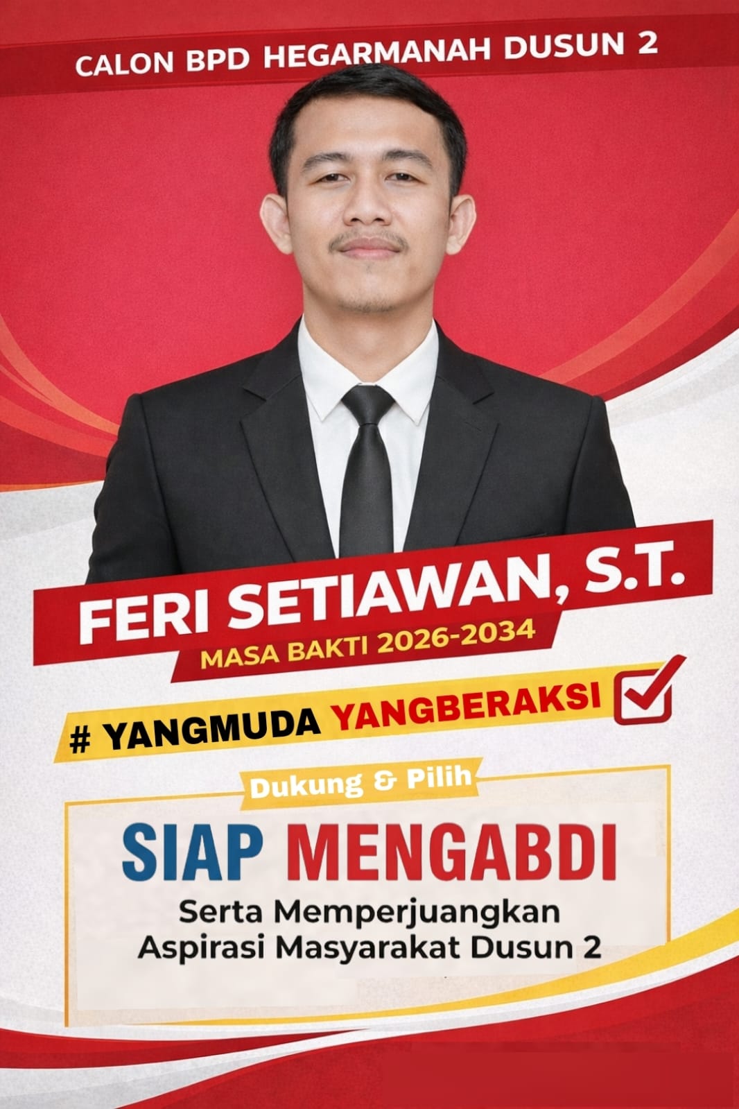 Menang Telak, Feri Setiawan, ST Siap Kawal Aspirasi Warga Desa Hegarmanah