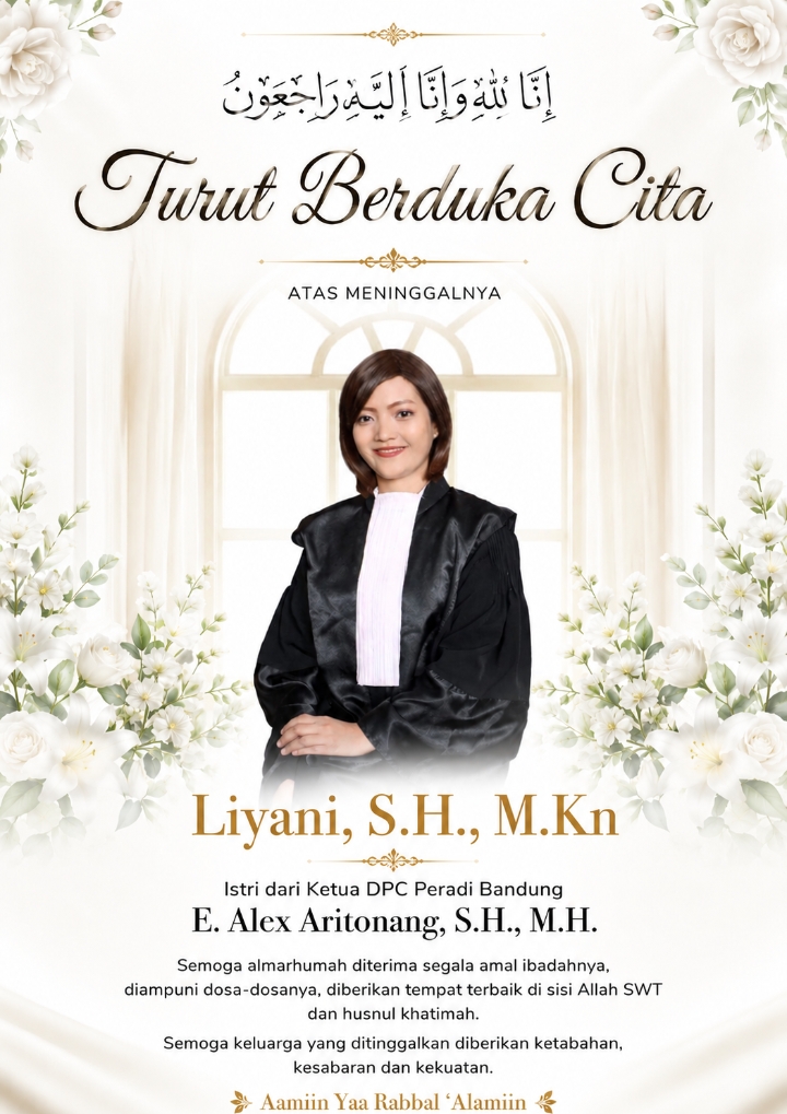 Duka Mendalam, Istri Ketua DPC PERADI Bandung Liyani, S.H., M.Kn Tutup Usia
