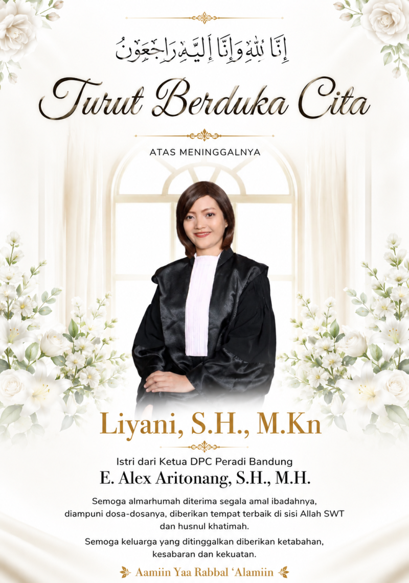 Duka Mendalam, Istri Ketua DPC PERADI Bandung Liyani, S.H., M.Kn Tutup Usia