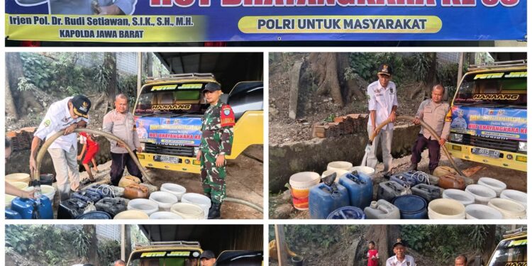POLDA JABAR SALURKAN AIR BERSIH BAGI WARGA TERDAMPAK KRISIS AIR DI BANDUNG BARAT, WUJUD KEPEDULIAN POLRI DALAM HUT BHAYANGKARA KE-80
