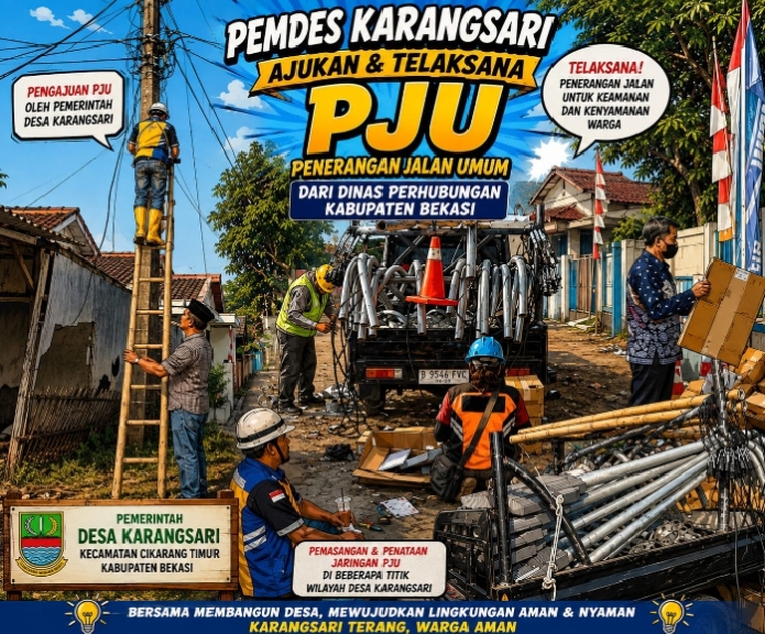 Pengajuan PJU Pemdes Karangsari Direalisasikan, Penerangan Jalan Mulai Dikerjakan