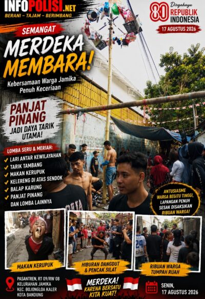 Semarak HUT RI ke-81, Warga Tumpah Ruah Saksikan Panjat Pinang Penuh Keceriaan