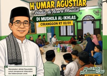 H. Umar Agustiar Hadiri Maulid Nabi di Mushola Al-Ikhlas, Sekaligus Sampaikan Visi-Misi dan Mohon Dukungan Warga