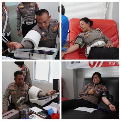 HUT Lantas ke-71, Anggota Polres Garut Donor Darah