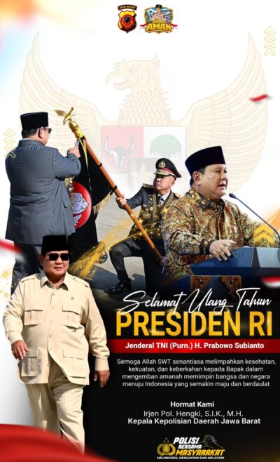 Kapolda Jabar Ucapkan Selamat Ulang Tahun ke-75 kepada Presiden RI Prabowo Subianto