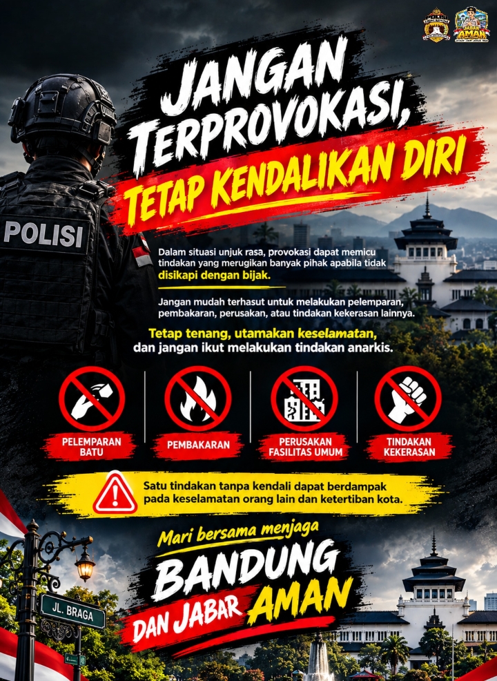Polda Jabar Imbau Masyarakat Jangan Terprovokasi, Tetap Kendalikan Diri Demi Jaga Bandung dan Jabar Aman